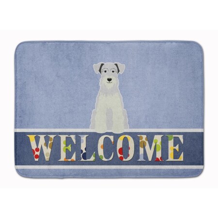 Carolines Treasures Miniature Schanuzer White Welcome Machine Washable Memory Foam Mat BB5634RUG